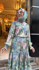 1671 Gipeli Elbise - Yeşil