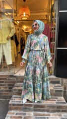 1671 Gipeli Elbise - Yeşil