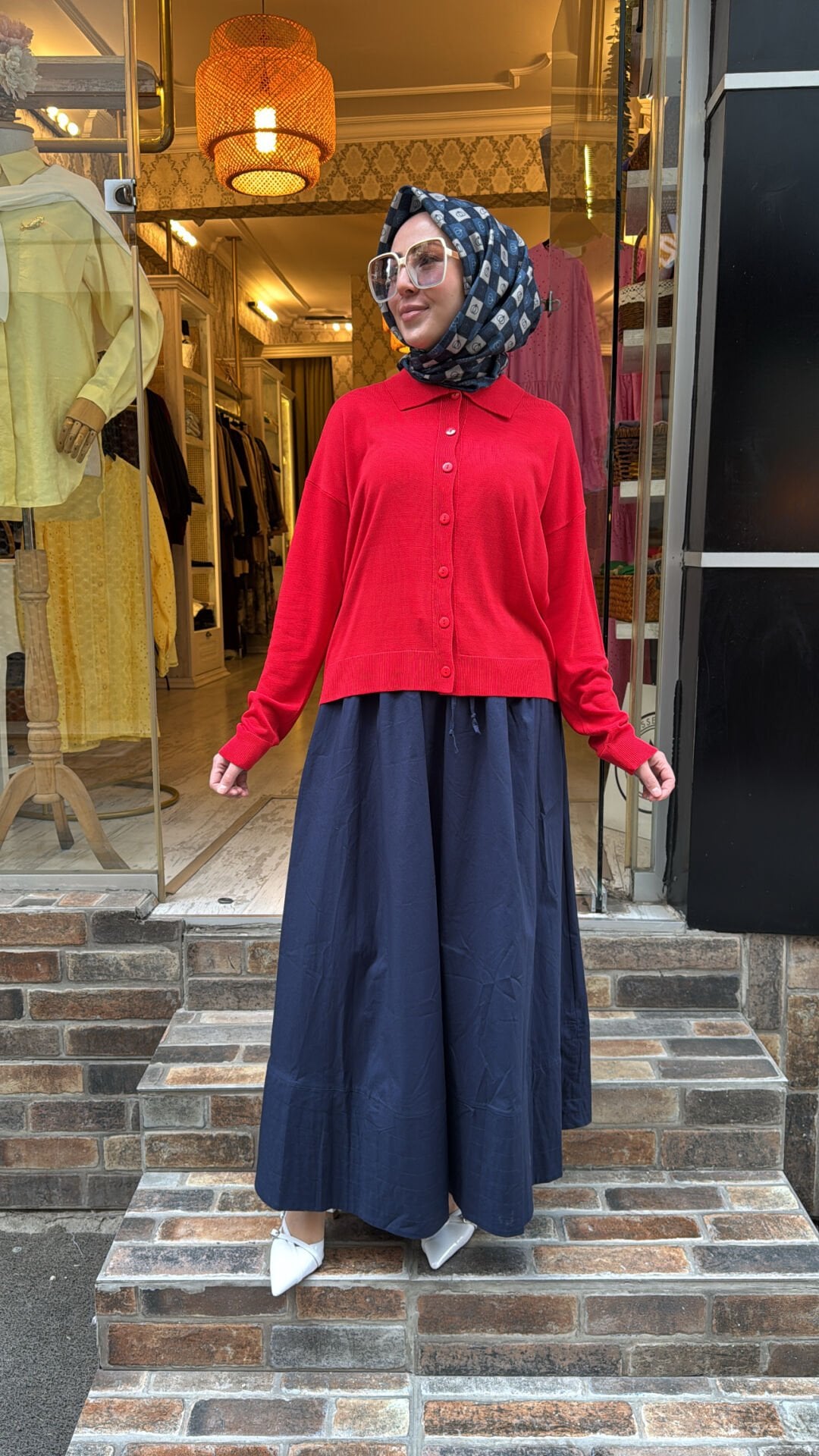 1631 Poplin Etek - Lacivert