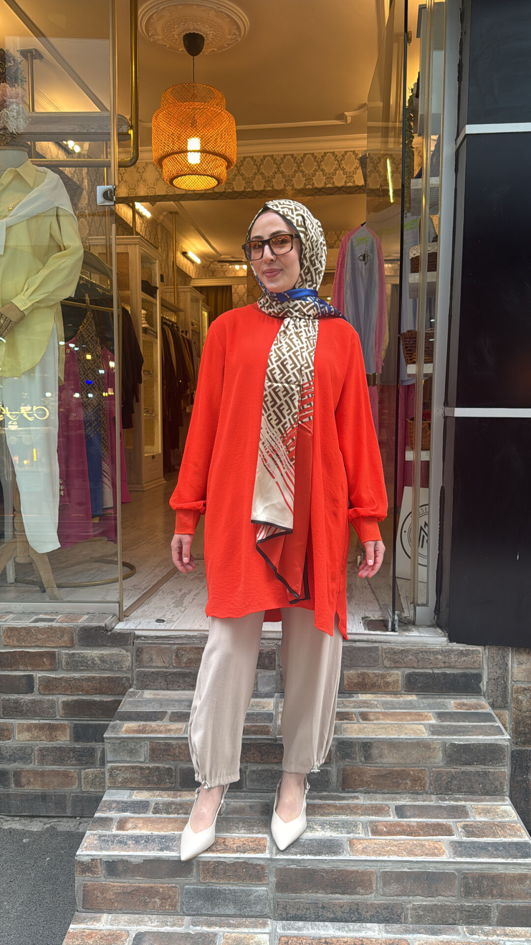 4401 Düz Basic Tunik - Turuncu