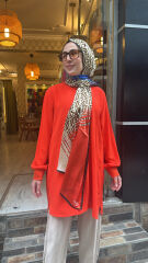 4401 Düz Basic Tunik - Turuncu