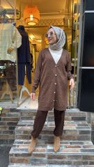 5039 Serpme Taş Hırka - Kahve