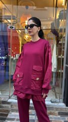 4733 Cepli Fırfırlı Takım - Bordo