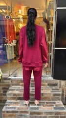 4733 Cepli Fırfırlı Takım - Bordo