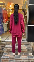 4733 Cepli Fırfırlı Takım - Bordo