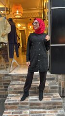 5039 Serpme Taş Hırka - Siyah