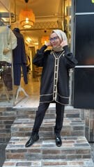 2533 Broşlu Hırka - Siyah