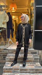 2533 Broşlu Hırka - Siyah