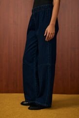 1519 Mara Palazzo Denim Pantolon - Lacivert